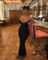 Vestido de noche elegante de corte tubo negro, vestido de fiesta ajustado Y4242